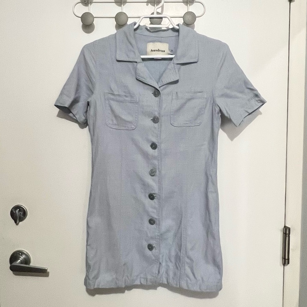 Linen blend shirt dress